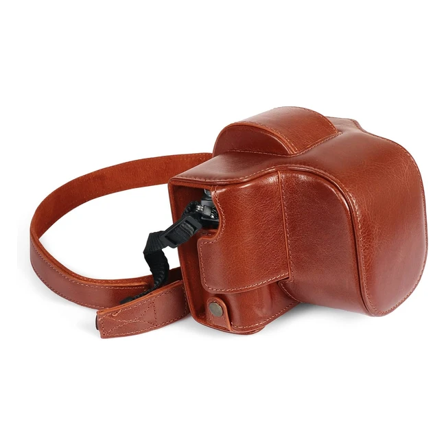 Estuche de cuero genuino Megagear compatible con Nikon Z FC 1650mm - Marrn