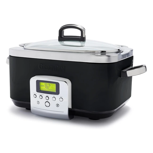 GreenPan Elite 8in1 Programmable 6L Electric Slow Cooker - Healthy Ceramic Nonst