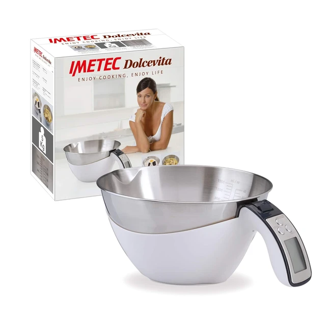 Bilancia Elettronica da Cucina Imetec Dolcevita ES4 - Pesa Solidi e Liquidi - Portata 5kg - Funzione Tara