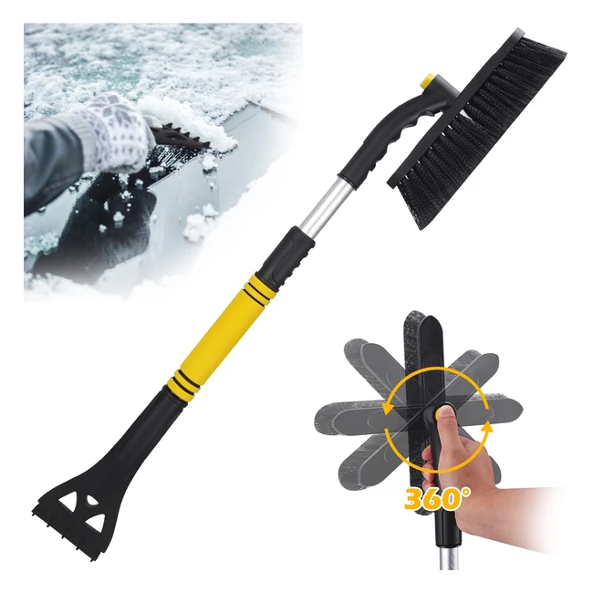Lechin Ice Scraper Snow Brush 2-in-1 - Easy Assembly - Extendable Handle - Suita