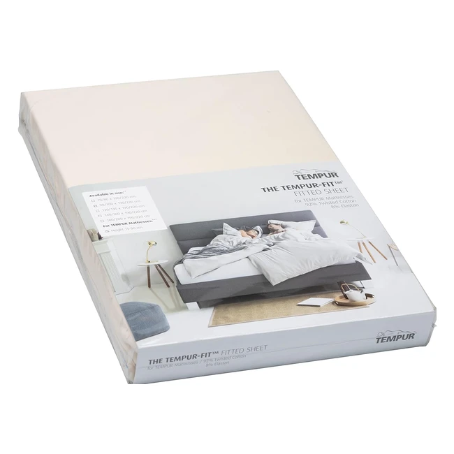 Drap-housse Tempur Fit en jersey de coton extensible - Convient aux matelas de 90-100 cm x 200-220 cm - Lavable en machine - Sans produits chimiques