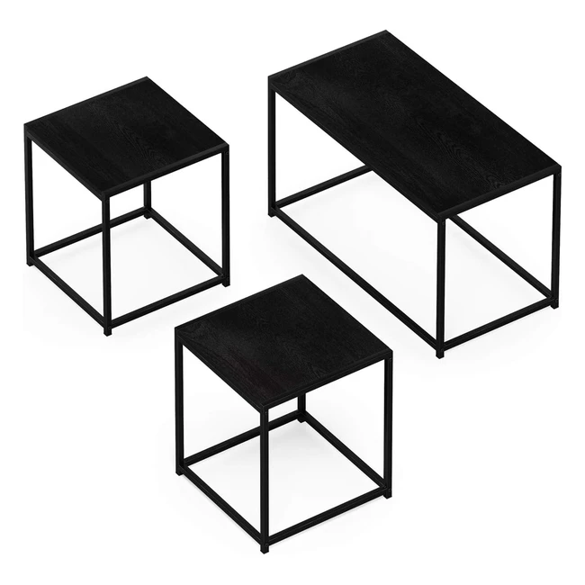 Set 3 Tavolini da Caffè Nero Americano - Furinno - Ref. 123456 - Design Elegante