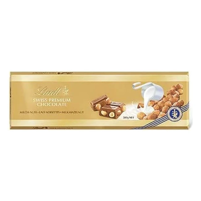 Tablette Swiss Premium Chocolate Lindt - Chocolat au Lait Noisettes 300g