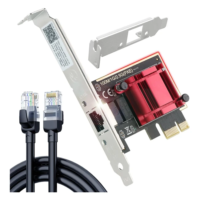 Carte réseau PCIe 25 Go avec câble Ethernet RJ45 1m - Adaptateur réseau PCIe vers 25 Gigabit Ethernet - Windows/Linux
