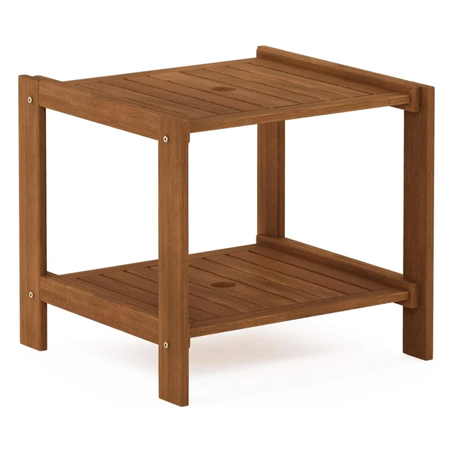 Mesa auxiliar de madera dura Furinno Tioman Mississippi con sombrilla - ¡Robusta y duradera!