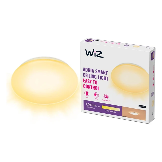 Plafonnier connecté Wiz Adria, blanc chaud, 12W, Alexa, Google Assistant, Apple HomeKit