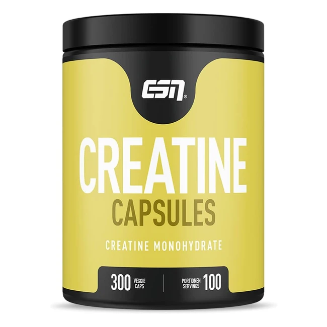 ESN Creatine Giga Caps - Hochwertiges ultrafeines Creatin-Monohydrat, vegan, koscher und halal zertifiziert - 300 Kapseln