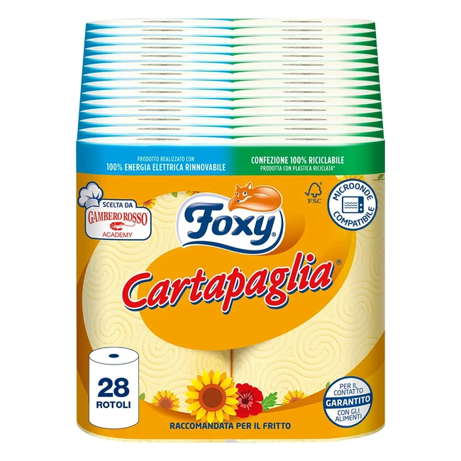 Foxy Cartapaglia Asciugatutto 2 Rotoli - Vortici Superassorbenti - FSC 100 - Confezione 100% Riciclabile