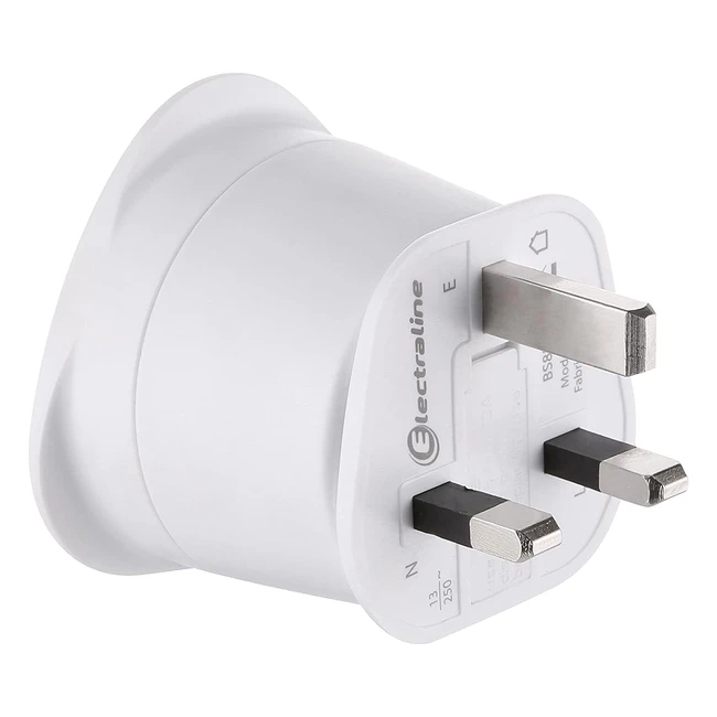 Adaptateur de voyage Electraline 70053 France/Europe vers UK 2 broches Europe vers 3 broches UK - Blanc