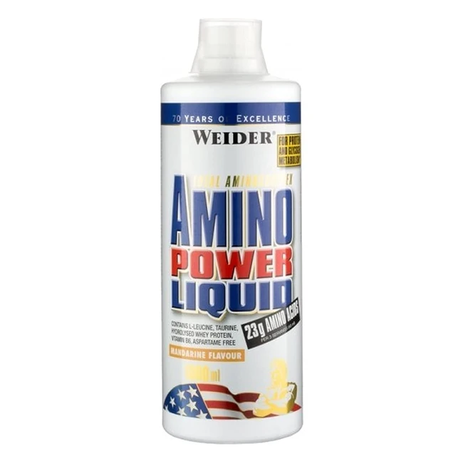 Weider Amino Power Liquid - Aminoacidi Liquidi ad Alto Dosaggio - EAA e Lleucina - Mandarino 1L