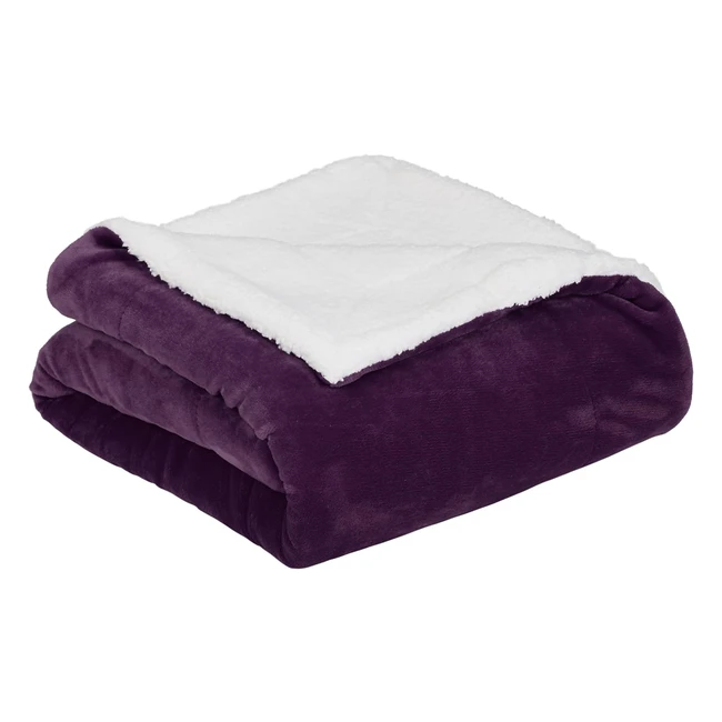 Plaid Doubleface en Sherpa et Microvison 130x170 cm - Prune