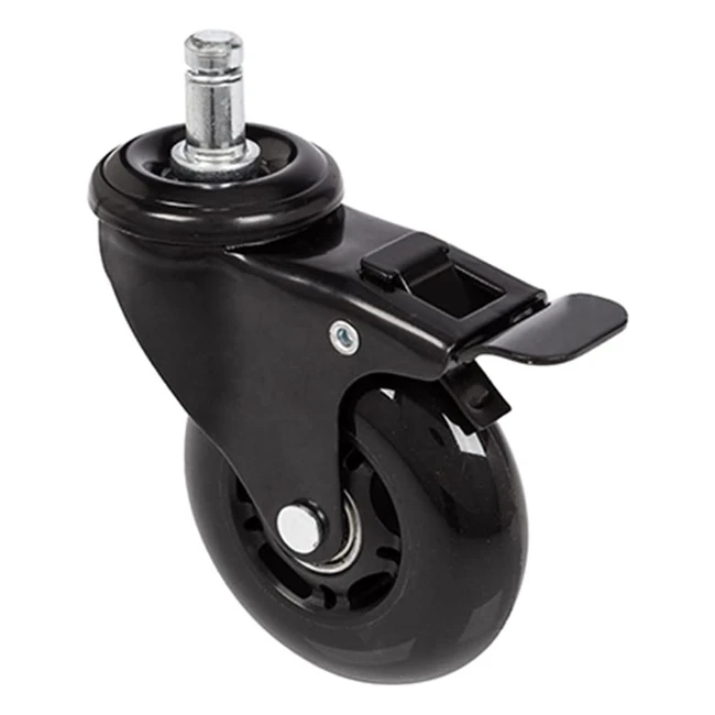 HJH Bürostuhlrollen, leise und bodenschonend, für Hartböden und Teppiche, 75 mm Durchmesser