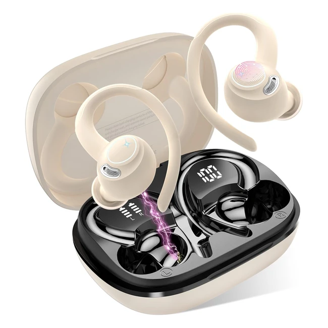 Écouteurs sport Jesebang 2023 Bluetooth 53 HiFi Stéréo sans fil avec micro intégré IP7 étanche 40h casque LED blanc