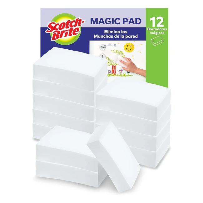 ScotchBrite Esponja Mgica de Limpieza - Paquete Econmico de 12 - Elimina Man