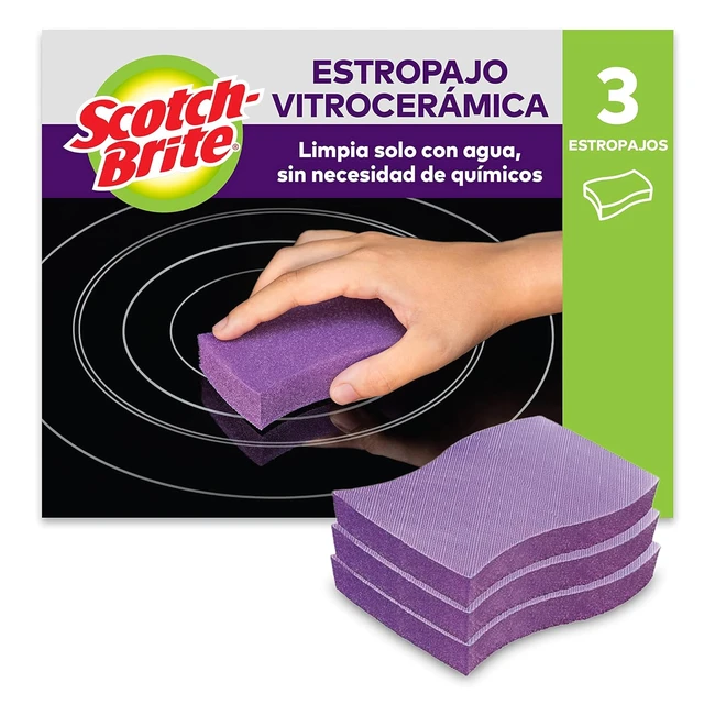 Estropajo Scotch-Brite para vitrocerámica (paquete de 3 unidades) - Limpieza sin rayar