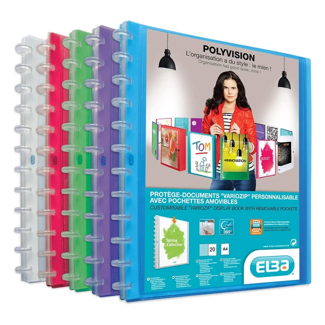 Oxford Protgedocuments Variozip Polyvision A4 40 vues - 20 pochettes amovibles