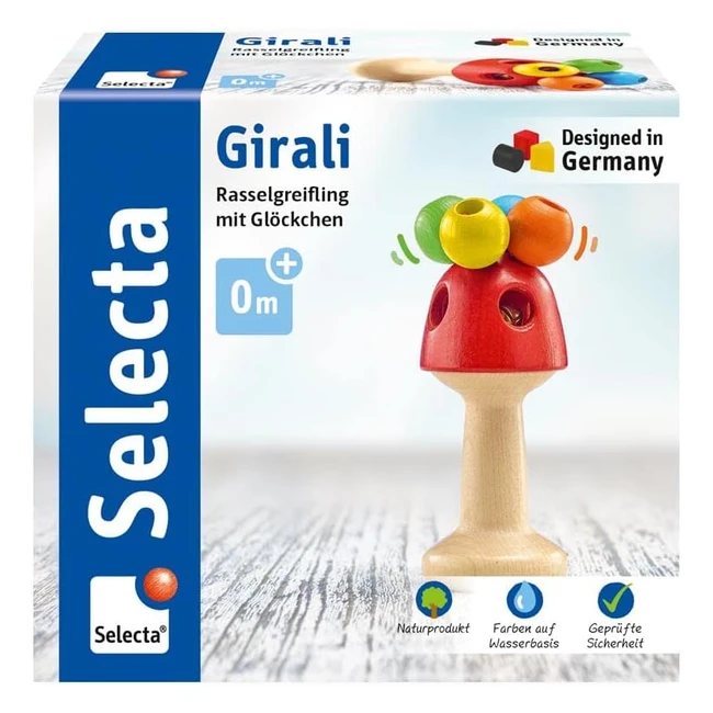 Girali Hochet en Bois Selecta 61027 - Jouet dveil pour bb