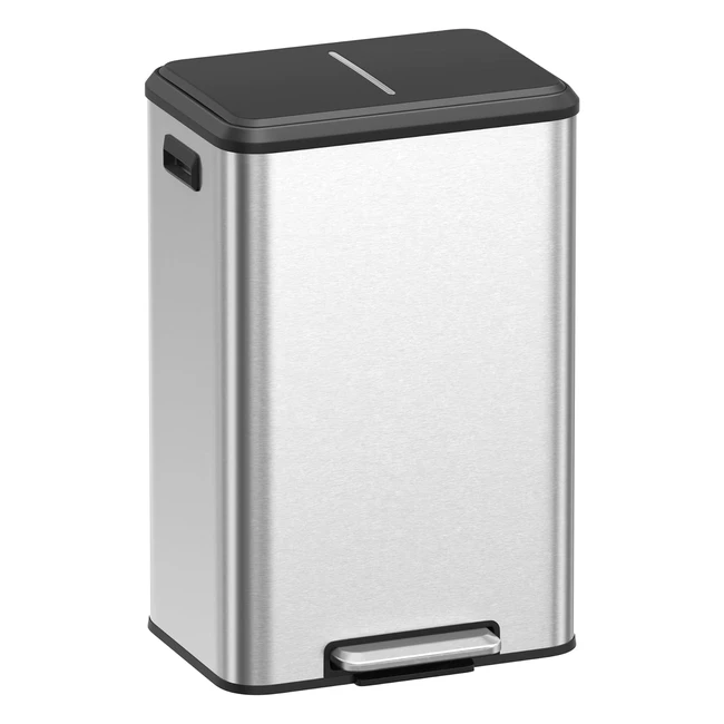 Cestino Rifiuti Songmics 40L - Chiusura Morbida e Apertura Continua - Argento LTB541E40