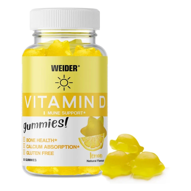 Weider Vitamin D Gummies 50 Caramelle Gommose - Rafforza il Sistema Immunitario - Senza Zucchero e Glutine