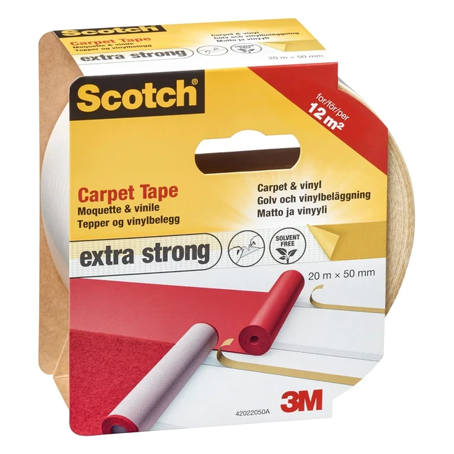 Scotch 42022050B Ruban Adhésif Double Face pour Moquette et Sol en Vinyle Transparent 20m x 50mm