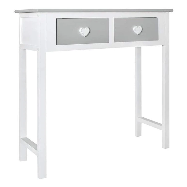 Console Blanc Gris Rebecca Mobili - Table Secrétaire pour Chambre d'Enfant - Bois Style Shabby - Dimensions 80x80x30cm