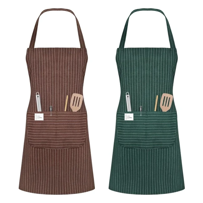 Delantal de cocina ajustable Vicloon 2pcs con bolsillos | Antiincrustante | Mujeres, hombres y parejas | Ideal para cocinar