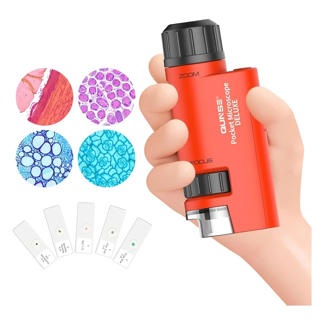 Microscopio Tascabile Qunse 60-120x con 5 Vetrini - Portatile e Leggero