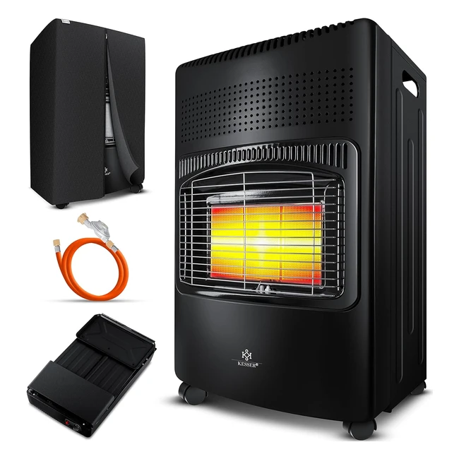 Kesser 4200W Keramik Gasheizer inkl. Gasdruckregler, Gasschlauch, Schutzhülle - Gasheizofen, Heizstrahler, Gasheizgerät