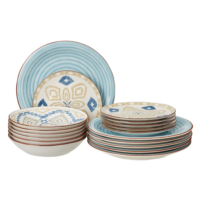 Juego de Platos Tognana Casablanca 18 Piezas Porcelana Multicolor