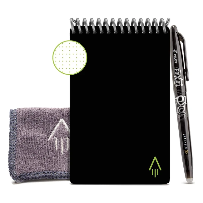 Rocketbook Petit Carnet de Notes Poche Effaçable Réutilisable - Noir - A6 - Stylo Effaçable Inclus
