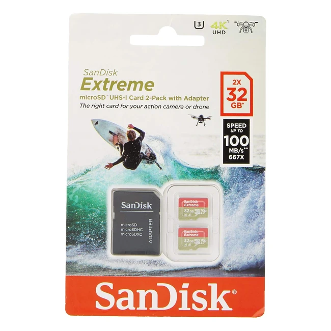 SanDisk Extreme microSDHC 2 x 32 GB UHS-I Speed Class 3 - Bis zu 100 MBs schrei
