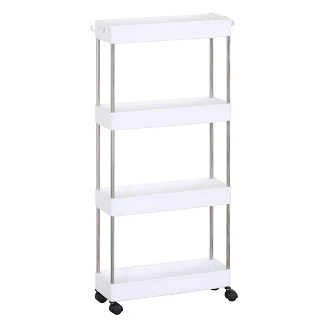 Chariot de cuisine Rebecca Mobili, blanc, métal, 4 étagères hygiéniques, 85x40x13cm