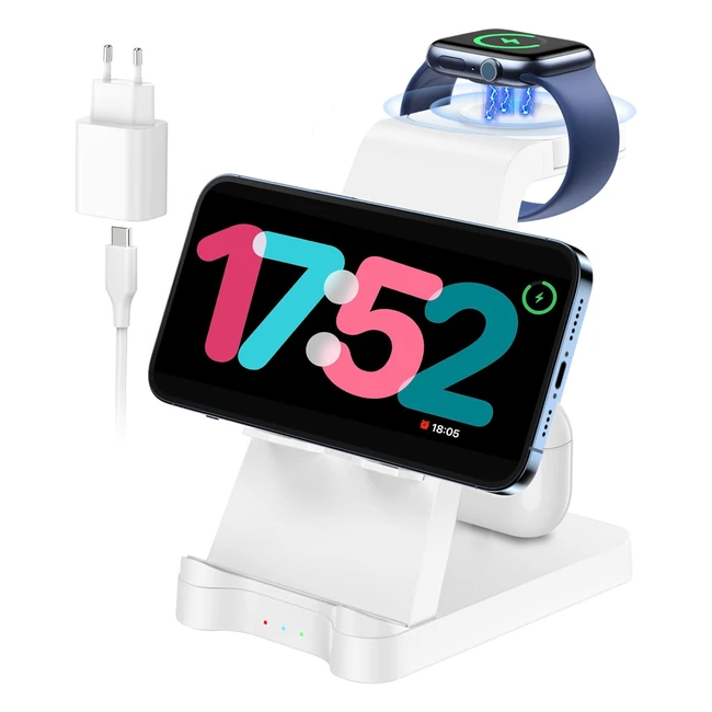 Dock di Caricatore Wireless 3 in 1 per Apple - Ricarica iPhone, Apple Watch e AirPods