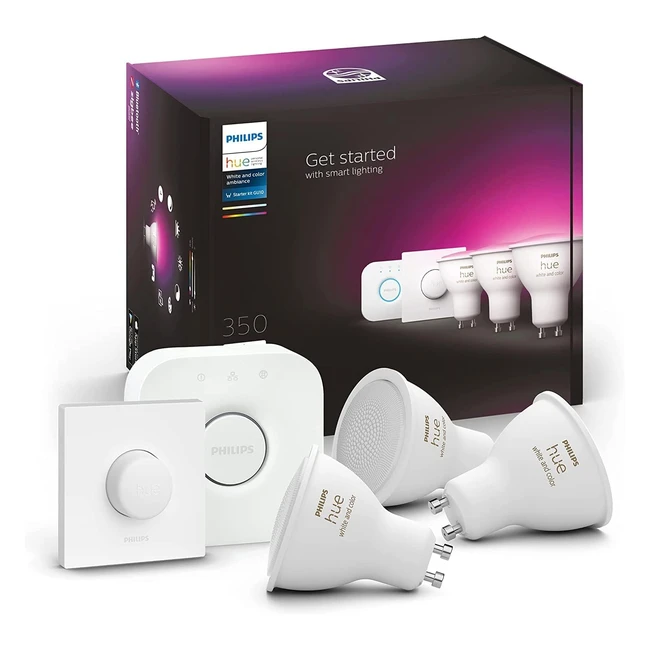 Philips Hue Bombilla Inteligente GU10 Luz Blanca y de Colores 5.7W - Pack de 3