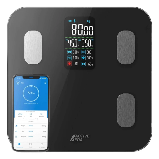 Active Era Bluetooth Bathroom Scales - Smart Digital Body Weight Scales - 16 High Precision Measurements