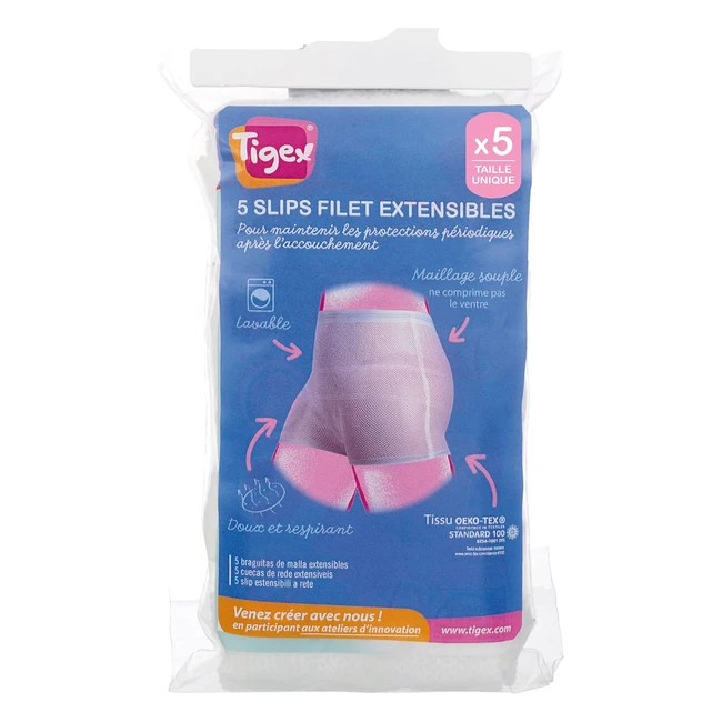 Tigex Slip Jetable Maternité Filet Extensibles Lavable - Lot de 5