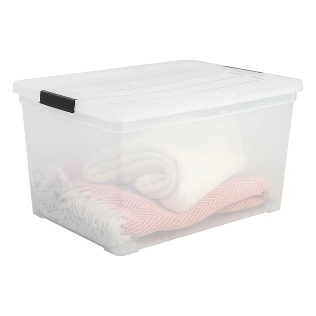 Iris Ohyama Plastic Storage Boxes 50L Set - Stackable BPA Free Clear