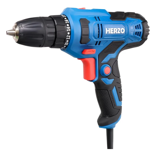 Avvitatore Elettrico Herzo Trapano Avvitatore 300W - Mandrino 10mm - 4m Cavo - Forare Pareti Legno Metallo