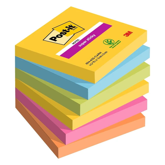 Post-it Super Sticky Notes Carnival Colour Collection 76mm x 76mm - 90 SheetsPa