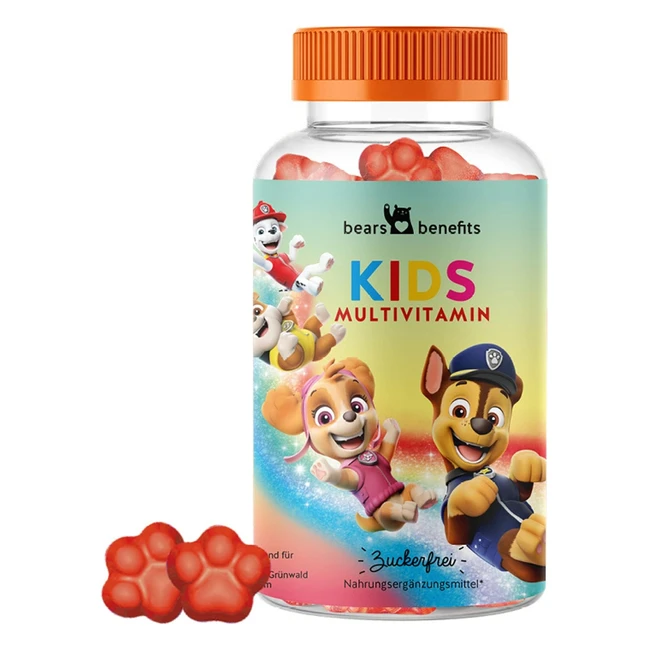 Paw Patrol Kinder Multivitamin Gummibärchen ab 4 Jahren Monatsvorrat zuckerfrei Immunsystem Gummies von Bears with Benefits