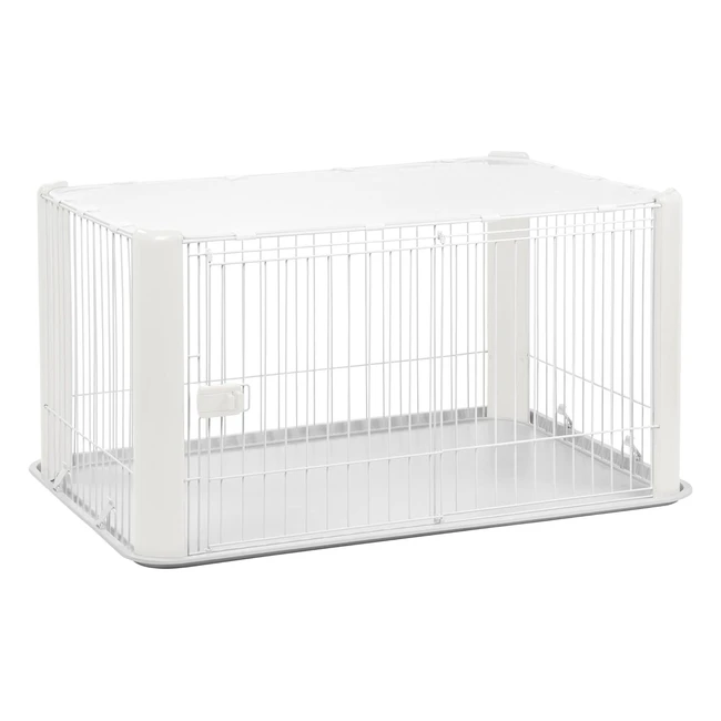 Iris Ohyama Playpen Puppy Enclosure Cage - Latch and Safety Hook - Polyester and