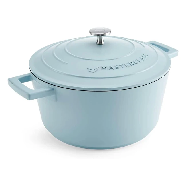 Masterclass Medium Casserole Dish with Lid 4L24 cm | Lightweight Cast Aluminium | Induction Hob and Oven Safe | Sky Blue