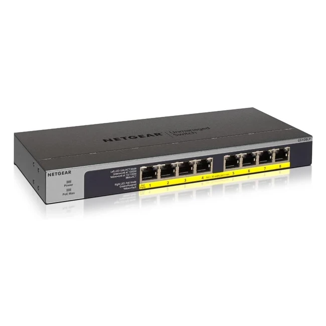 Switch Netgear GS108LP100EUS - 8 puertos - Gigabit - PoE - Plug and Play