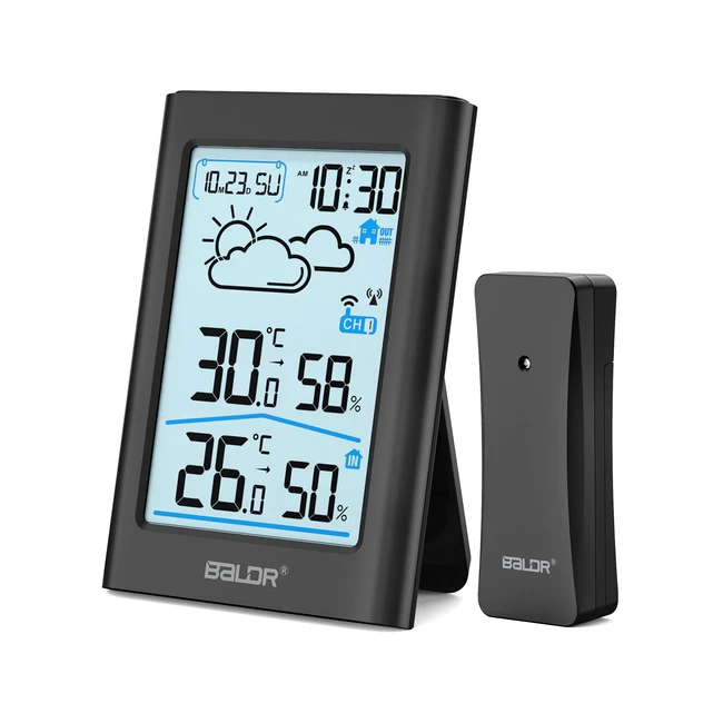 Estación Meteorológica Radiocontrolada Baldr - Reloj Digital DCF - Termómetro - Pantalla de Temperatura - Higrómetro - Previsión - Alarma