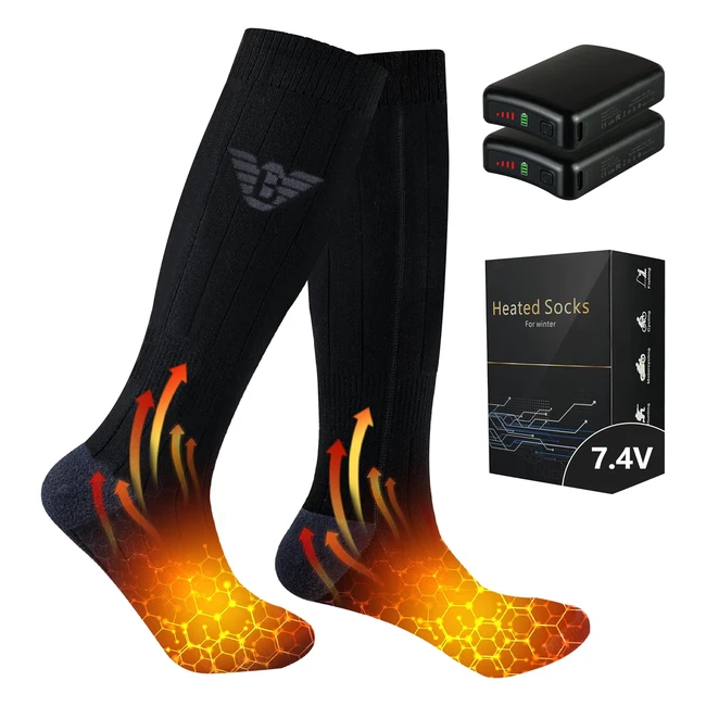 Heated Socks Men Women 74V 3000mAh Electric Rechargeable - Up to 20 Hours - Camp