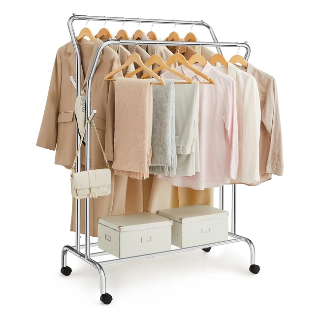 Portant vtements Songmics avec roulettes double barre en acier charge 100 kg