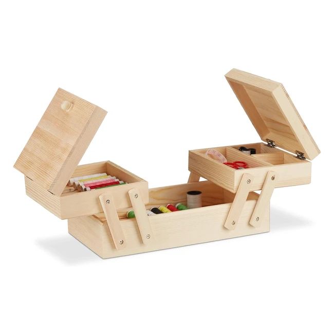 Caja de Costura de Madera con 5 Compartimentos - Práctico y Elegante