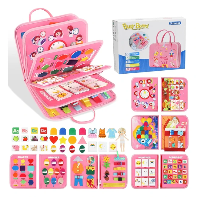 Busy Board Urmywo para Niños Pequeños - 12 Páginas - Juguetes Montessori - Actividades Sensoriales - Aprendizaje Educativo