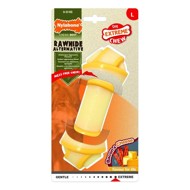 Nylabone Osso Masticabile con Nodo per Cani - Alternativa alla Pelle - Knot Bone Dog Chew - Gusto Formaggio e Bacon - Giocattolo Masticabile per Cani - Mascelle Estreme - Large - Fino a 23 kg