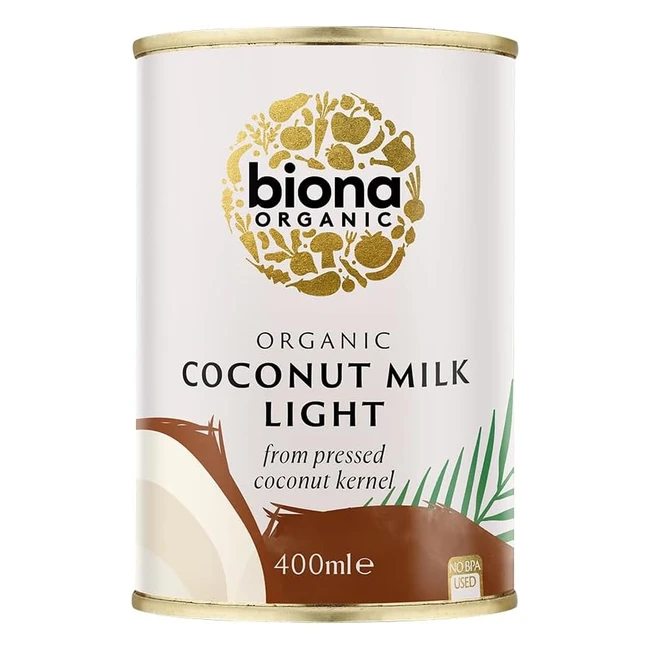 Biona Organic Light Coconut Milk 400ml Pack of 6 - High Quality 100 Organic